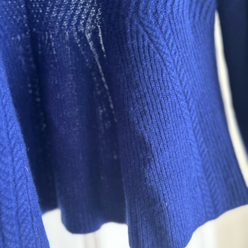 Isaac Mizrahi 100% cashmere Royal Blue Open Cardigan Size L - Picture 12 of 14